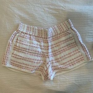 White Stripe Patterned Club Monaco Cotton Shorts [Extra Small / XS]